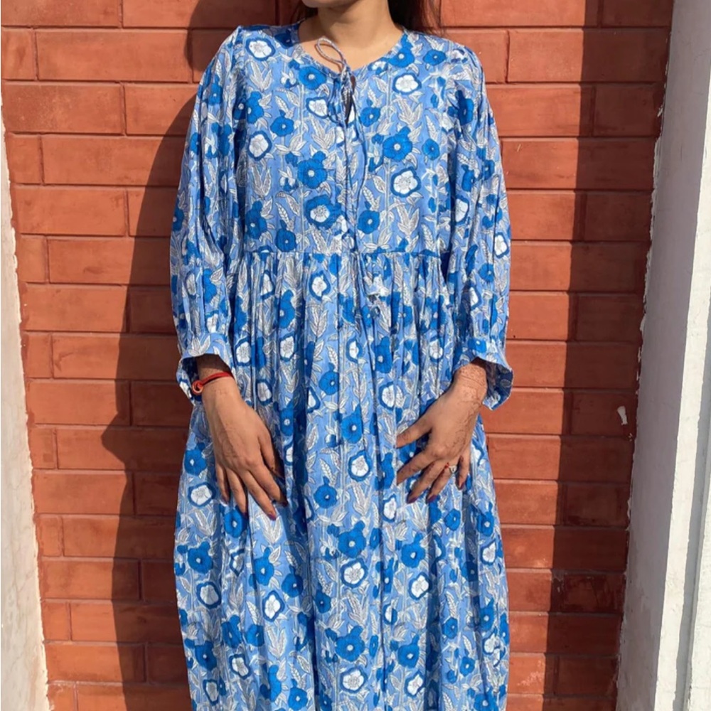 New Emilie block print made in India, cotton
dress size Lg-XL